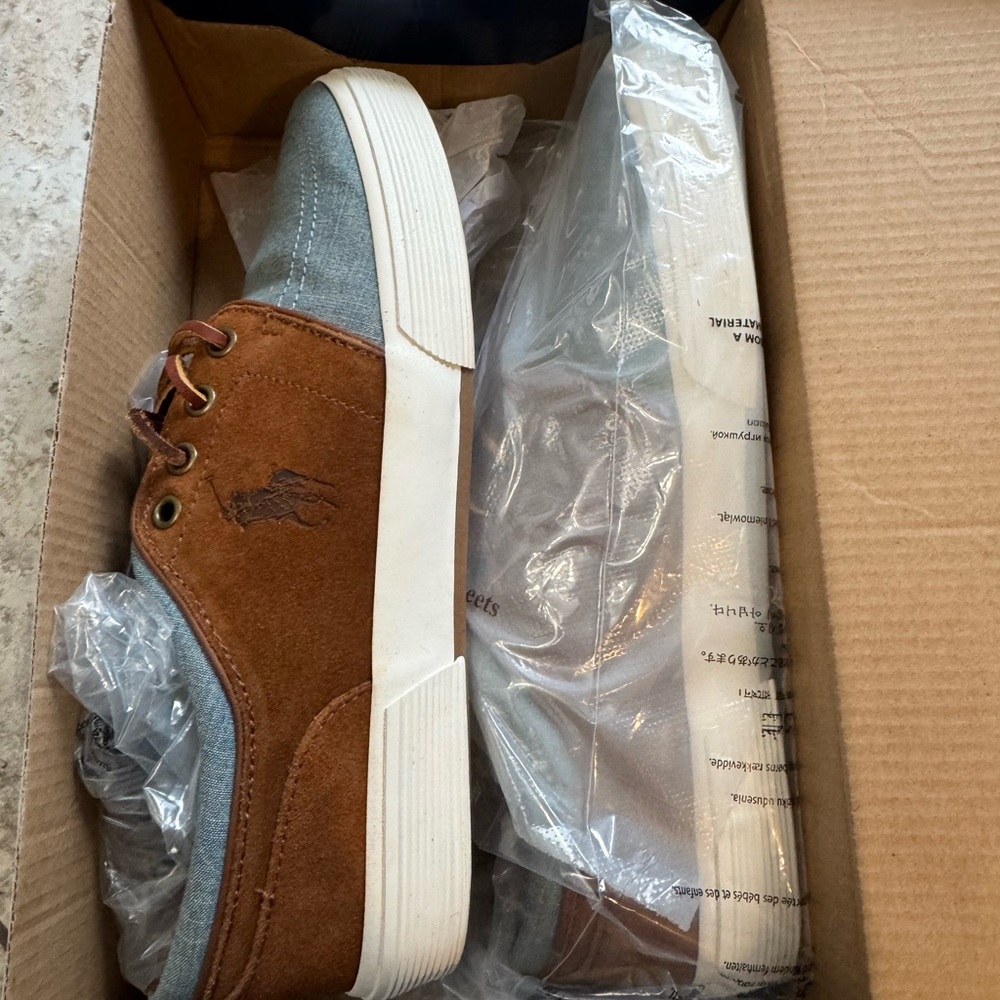 Polo by Ralph Lauren Brown and Blue Sneakers with Suede Finish
